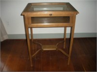 Glass and Wood Display Case Table, 22x17x30