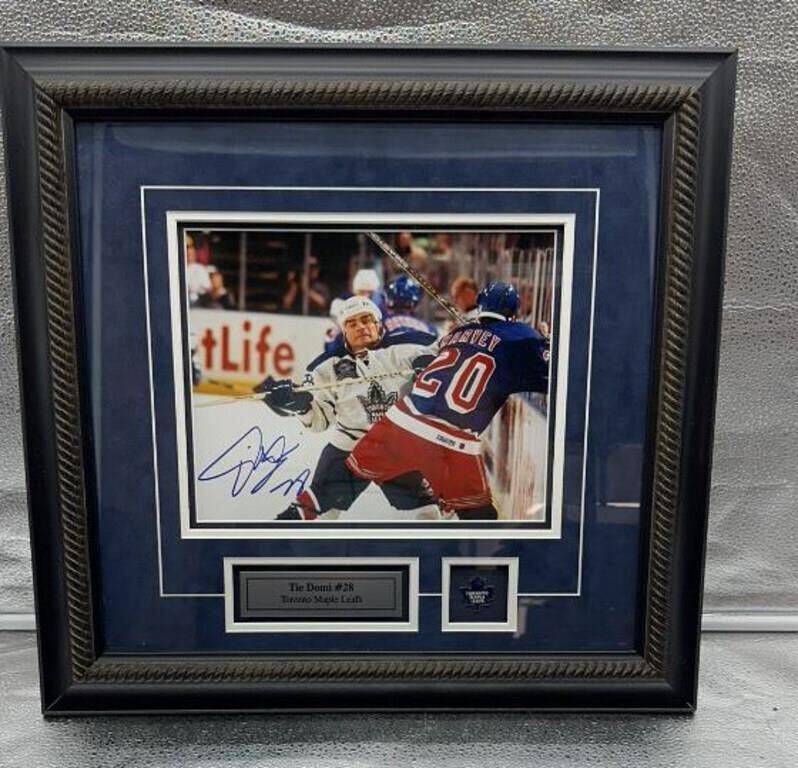 Tie Domi 17x17in signed hockey framed picture