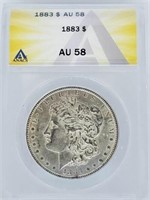 1883 Morgan Dollar AU 58