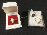 Cameo Ring in Box, Onyx and Ruby