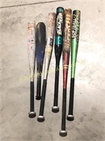 Six Assorted Baseball and Softball Bats