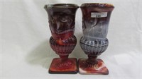 Imperial red slag-2 dancing women vases