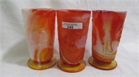 Imperial red slag-3 Cherry water goblets