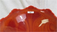 Imperial red slag-large pedestaled bowl
