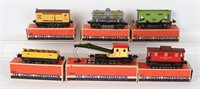 6- LIONEL FREIGHT CARS w/ BOXES