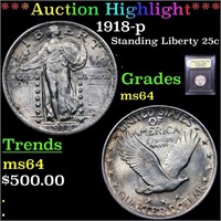 *Highlight* 1918-p Standing Liberty 25c Graded Cho