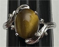 Sz.6 3/4 Sterling Silver With Tiger Eye Ring 2.6