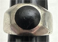 Sz.7 925 Mexico Sterling Silver Onyx Ring 11.8