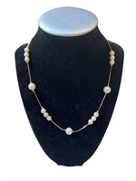 Akoya Pearl 18k Yellow Gold Floating Necklace