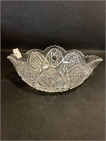 Antique early American pressed glass oval bowl
