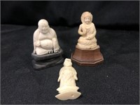 (3) Mini Carved Oriental Figurines