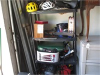 SHELVING WITH CONTENTS/ HELMETS/ CAMPING /MORE