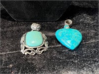 2 TURQUOISE COLORED PENDANTS