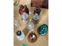 2 Mini Oil Lamps & Insulators