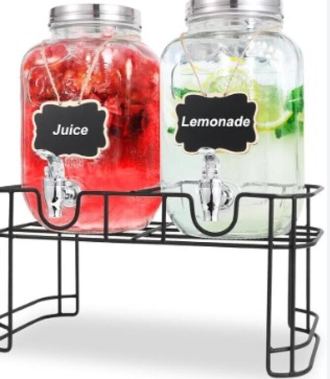 Glass Drink Dispenser(set Of 2),3.8l/1 Gallon