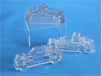 VTG CLEAR GLASS CANDY CONTAINERS-ALL CARS