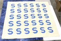 Hand Made Quilt  "S" Blue and White