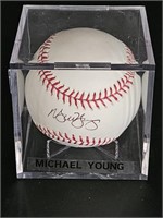 Certified Autographed Michael Young Baseball
