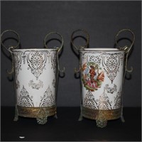 Pair of Mounted Syracuse Porcelain Cups