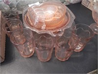 Lot of Pink Depression Glass