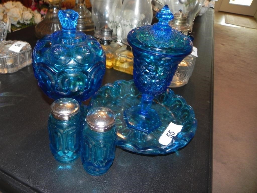 Several Nice Pieces of Blue Moon & Stars Glass