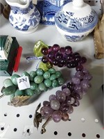 2 Jade Bunches of Grapes & 1 Glass Bunch