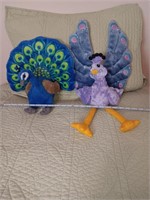 Lot of two stuffed peacocks