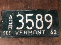 Vintage 1963 Vermont license plate