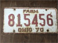 Vintage 1970  Ohio Farm license plate