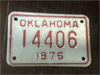 Vintage 1975 Oklahoma motorcycle license plate