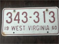 Vintage 1960 West Virginia license plate