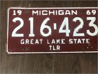 Vintage 1969 Michigan license plate