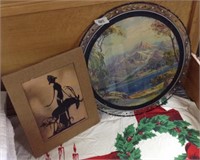 Vintage scenic mirror and picture