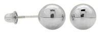 14k White Gold Bead Screw Back Stud Earrings