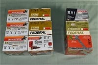 150 assorted 12ga 3" shells, extra boxes; as is