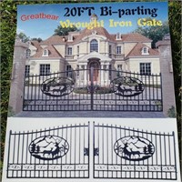 1-Set of New 20' Bi Parting Wrought Iron Gates