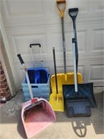 Shovels, Scoops and Rolling Cart