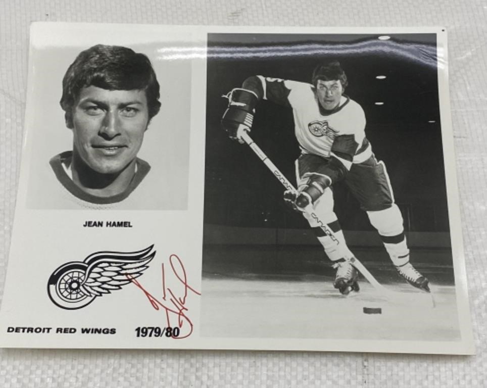 Jean Hamel Red Wings  8x10in Autographed