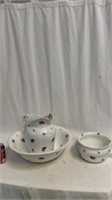 Three piece pitcher and bowl set