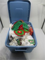 assorted Christmas decorations in tote
