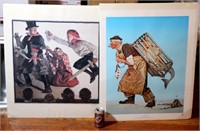 2 Large Rockwell Prints Matted & Plastic Wrapped