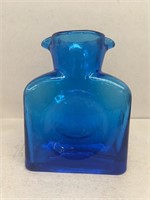 Heavy blue glass vase