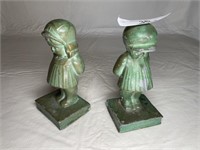 Brass boy and girl bookends