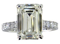 14k Gold 8.64 ct Emerald Cut VVS2 Lab Diamond Ring