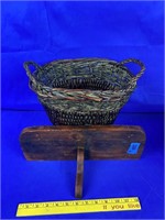 2pc basket and wooden shelf