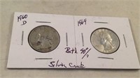 1960 D 1964 both 90% silver coin