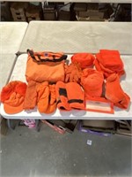 Blaze orange gloves, hats, socks, and other