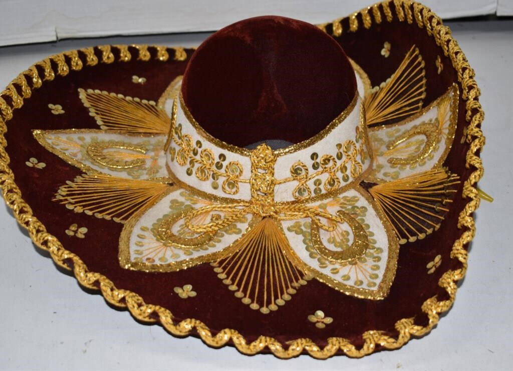 Vtg Pigalle Mexican Sombrero Mariachi Charro Hat