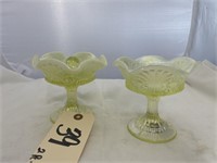 2 pcs-Fenton Iridescent Vaseline Glass Bowls
