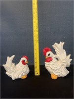 Vintage Rooster & Hen Ceramic Figurines